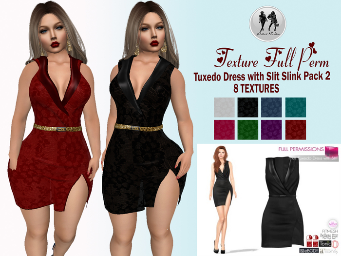 Texture MI_Tuxedo Dress with Slit  Pack 2