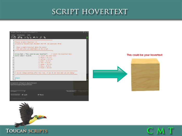 Second Life Marketplace [Toucan Scripts] Hovertext