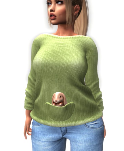 Fawny - Winter Wonderland.Sweater with Bunny - Green - S