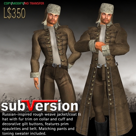 subVersion - Russian Coat & Fur Hat in Brown