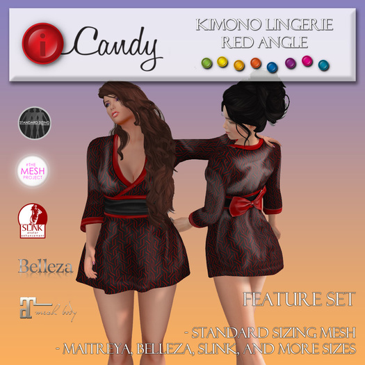 iCandy - Kimono Lingerie - Red Angle