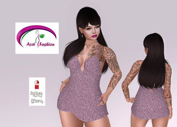 ACAI FASHION Laced back halter mini pink gliter slink
