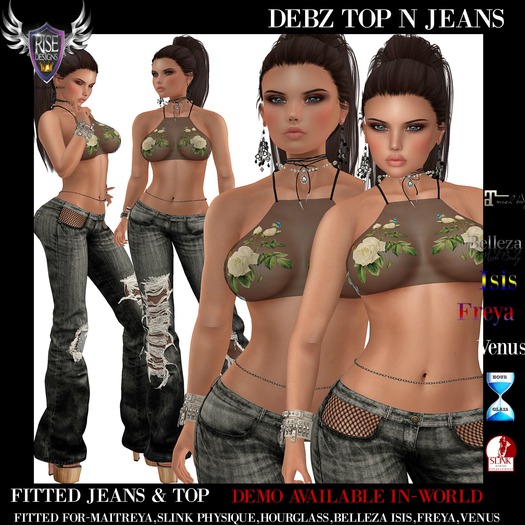DEBZ JEANS & WHITE Rise Designs BOXED