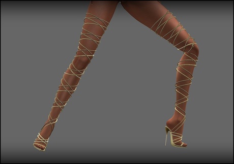 Second Life Marketplace - Birgit Mai's Straps Thigh Highs Gold (BOXED)