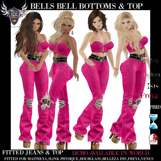 FITTED BELLS BOTTOM JEANS AND TOP