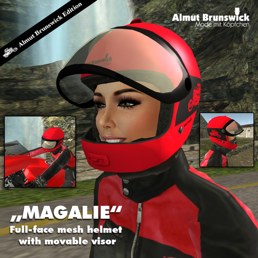 MAGALIE full face Helmet "Almut Brunswick" red-black