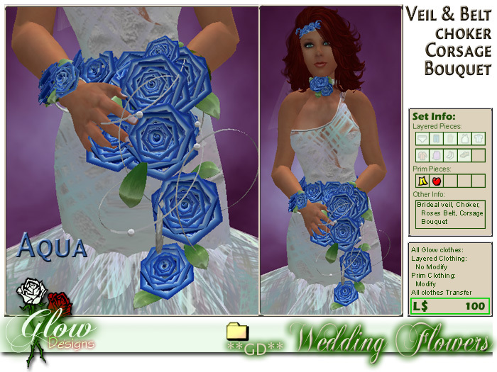 **GD** Wedding Flower Bouquet (Aqua) (Boxed)