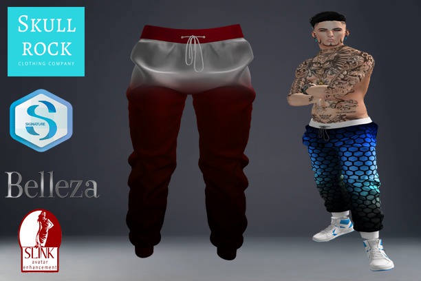 ::SR::-Skull Rock:: - Male Sweatpants Degrade Red v2