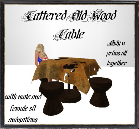 tatered old wood table
