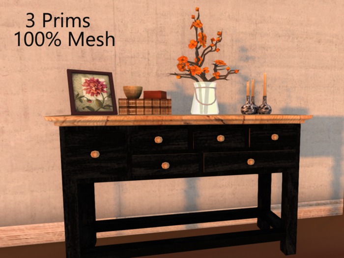 C.M. Rustic Multidrawer - Black Decorated