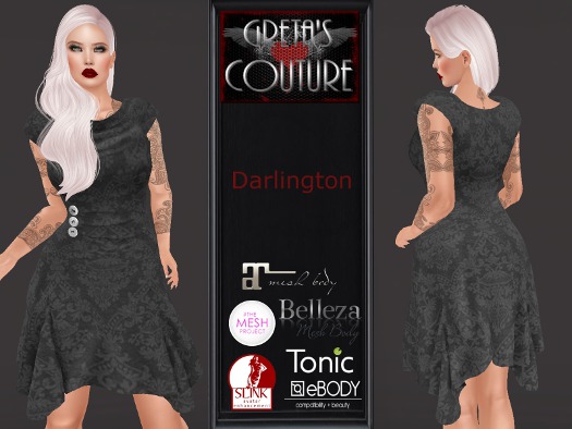 .:GC:. Darlington Fitmesh Dress - Grey Damask