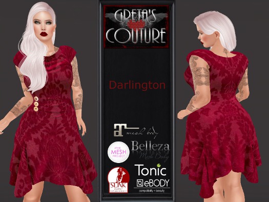 .:GC:. Darlington Fitmesh Dress - Rose Damask