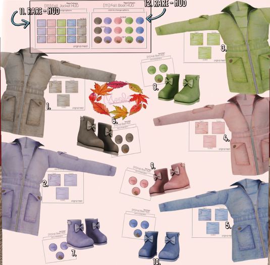 [Maple] Fall Rubber Boots & HUD: GREEN