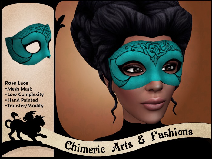 ~Chimeric Fashions~ Rose Lace Mask (Teal)