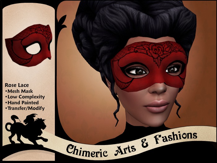 Rose Lace Mask - Red