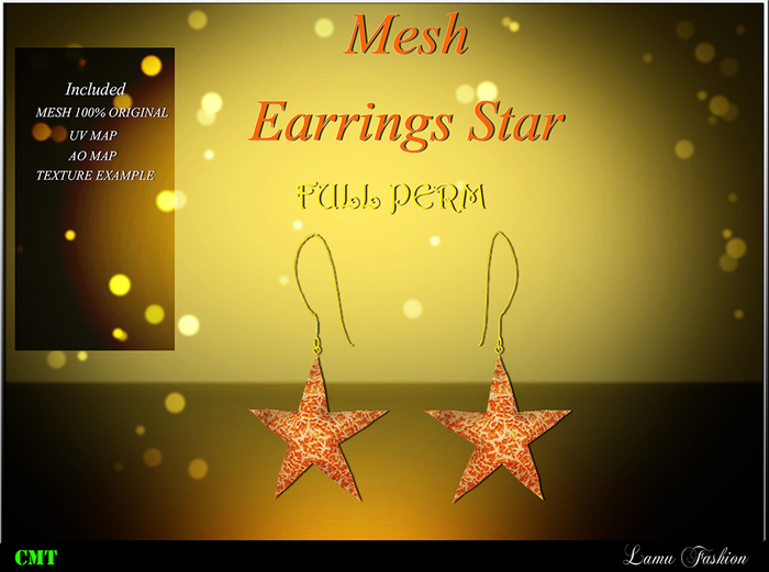 -Lamu Fashion-Mesh Earrings Star FULL PERM