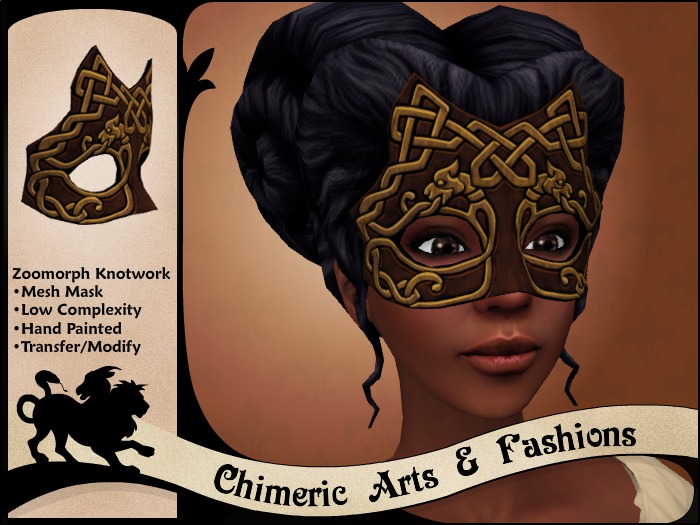 ~Chimeric Fashions~ Zoomorph Knotwork Mask (Brown)