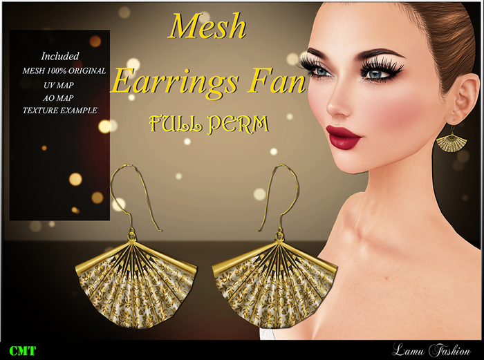 -Lamu Fashion-Mesh Earring Fan FULL PERM