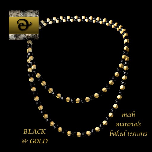 Stringed Stone Beads - set of three from M&S black and gold