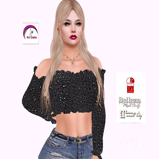 ACAI FASHION  Crop Top Black glitter