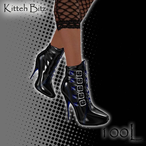 ::Kitteh Bitz:: Shelly Ankle Boots (Blue Trim)