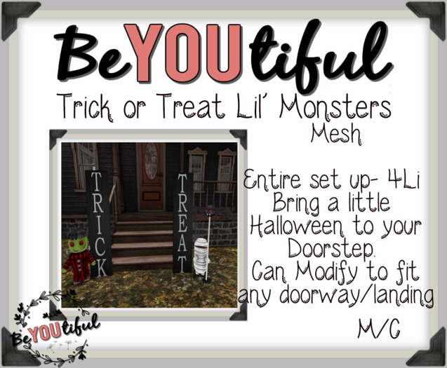 BeYouTiful} Trick or Treat Little Monster's Door deco