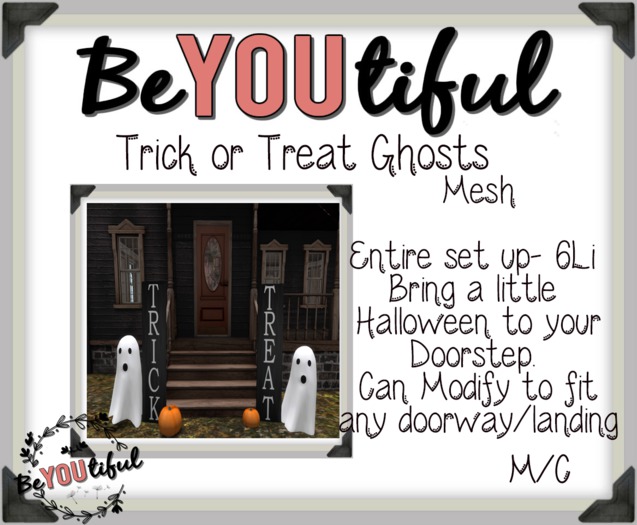 BeYouTiful} Trick or Treat Ghost Door deco