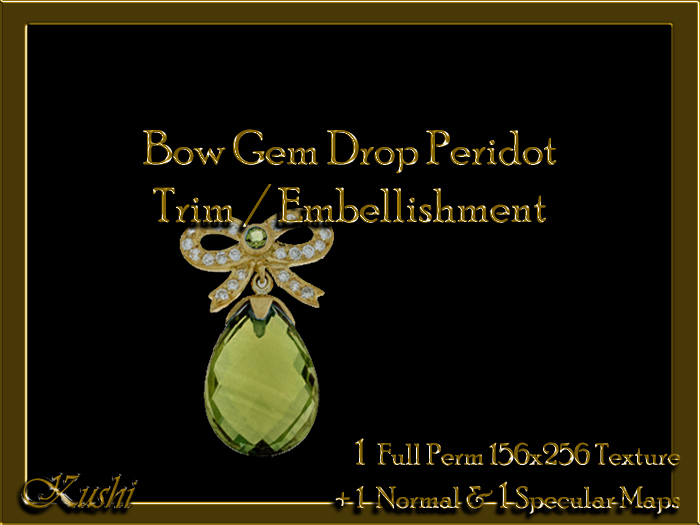 Peridot Texture Second Life Marketplace - Bow Gem Drop 156x256 PERIDOT Textures