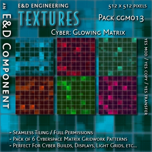 [CGM013] 6 Cyber Matrix Gridwork Pattern Textures from E&D ENGINEERING