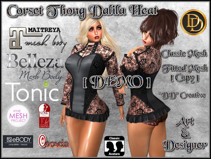 ☾ⅅⅅ☽ CORSET / THONG / DALILA NIGHT HEAT / DEMO