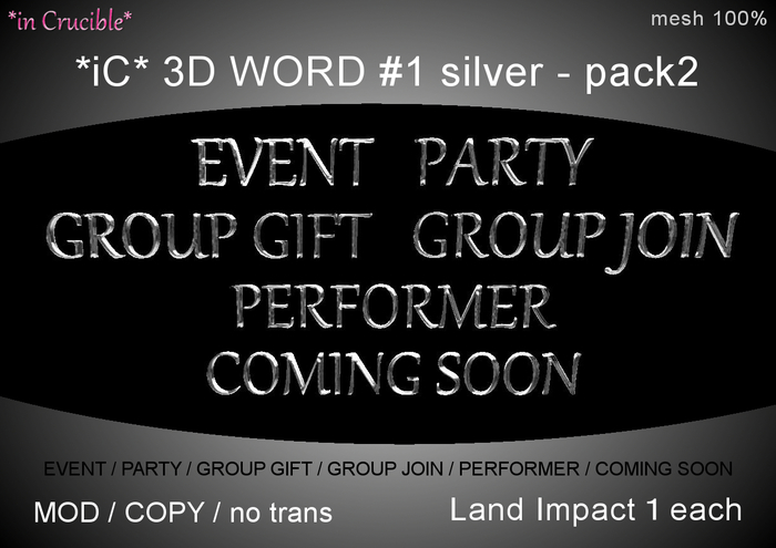 *iC* 3D Words #1 silver - pack2