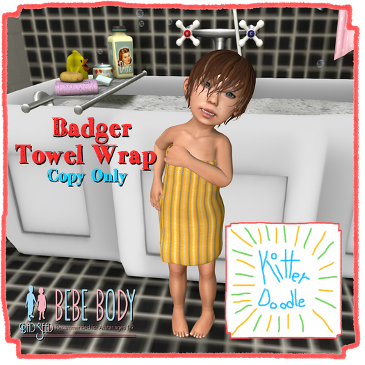 [KitterDoodle] Badger Towel Wrap [BEBE]
