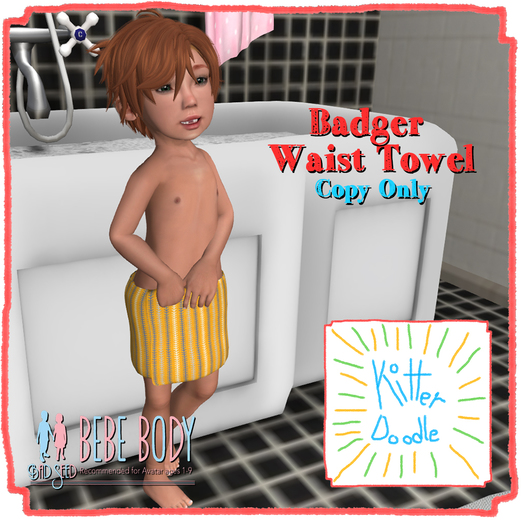 [KitterDoodle] Badger Waist Towel [Bebe]