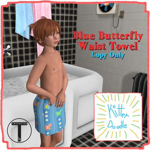 [KitterDoodle] Blue Butterfly Waist Towel [Tweenster]