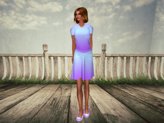 Short Sleeve Gradient Lilac Dress