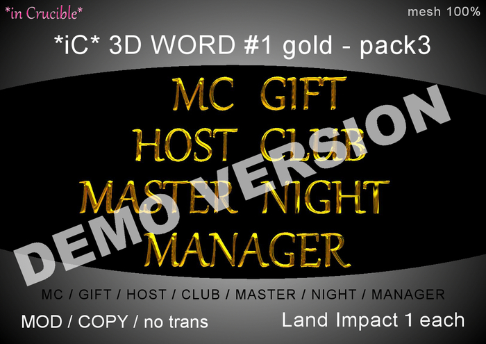 DEMO[*iC* 3D Words #1 gold - pack3]DEMO