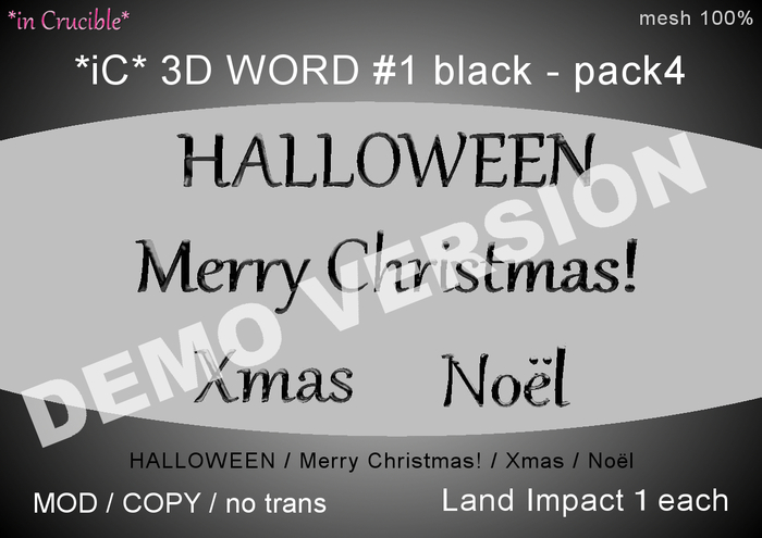 DEMO[*iC* 3D Words #1 black - pack4]DEMO
