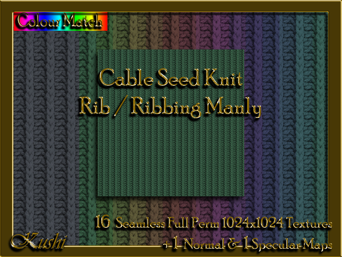 Cable Seed Knit Manly Rib / Ribbing Seamless Textures 