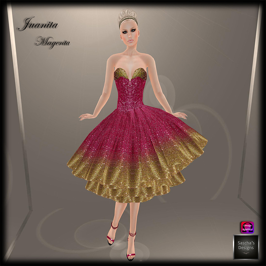 Second Life Marketplace - SAS - Juanita Magenta Dress (Maitreya + Omega)