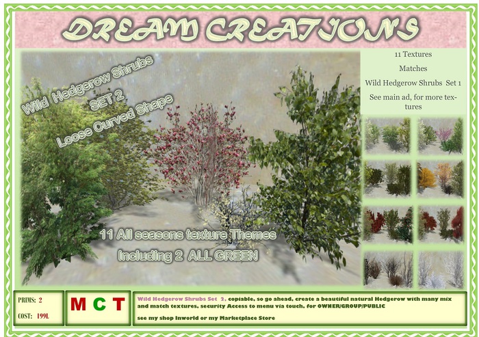 Wild Hedgerow Shrubs SET2(Loose Curved Shape)