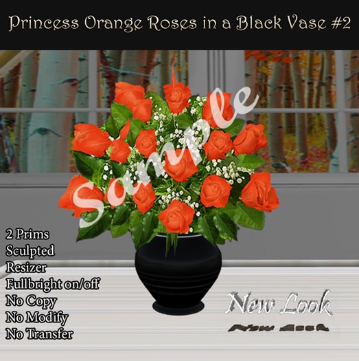 Princess Orange Roses in Black Vase #2 resizer & Fullbright