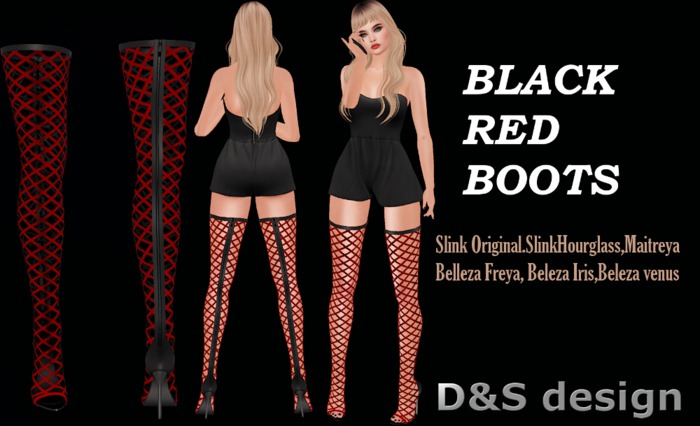 D&S design Black/Red Boots