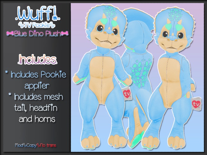 WUFF! - TV Pookie Dino Plush Mod - Blue