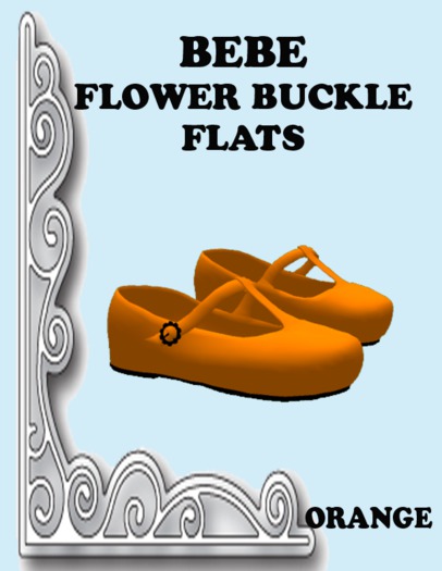 BEBE FLOWER BUCKLE FLATS ORANGE 