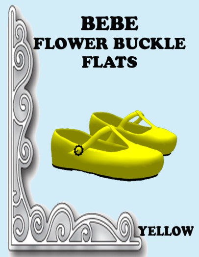 BEBE FLOWER BUCKLE FLATS YELLOW