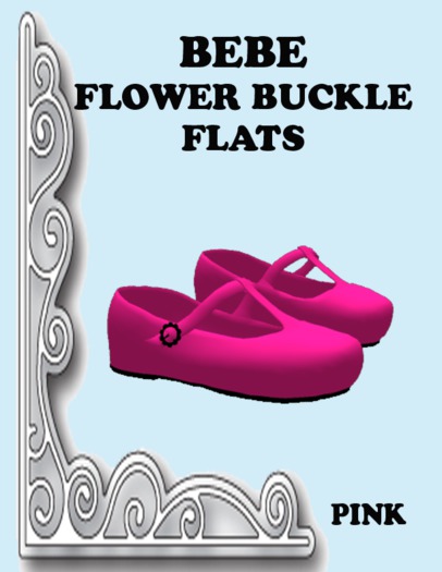 BEBE FLOWER BUCKLE FLATS PINK 