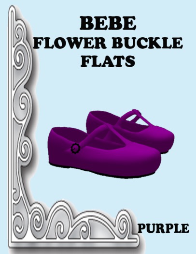BEBE FLOWER BUCKLE FLATS PURPLE