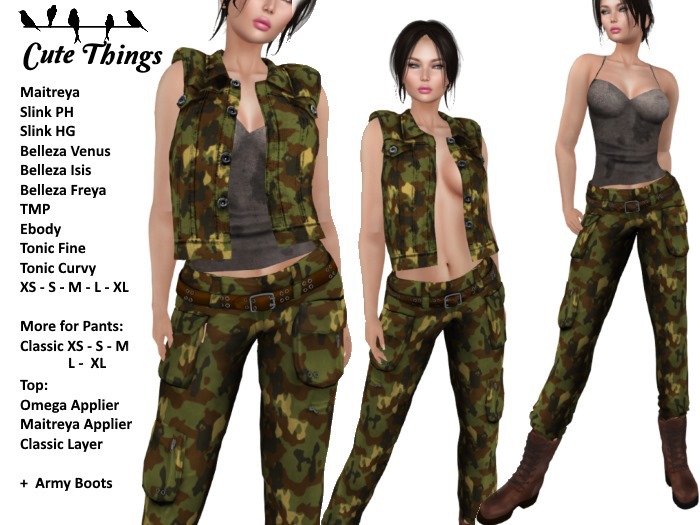 Second Life Marketplace - [CT] Army Outfit - Green Camoufage - 15 sizes ...