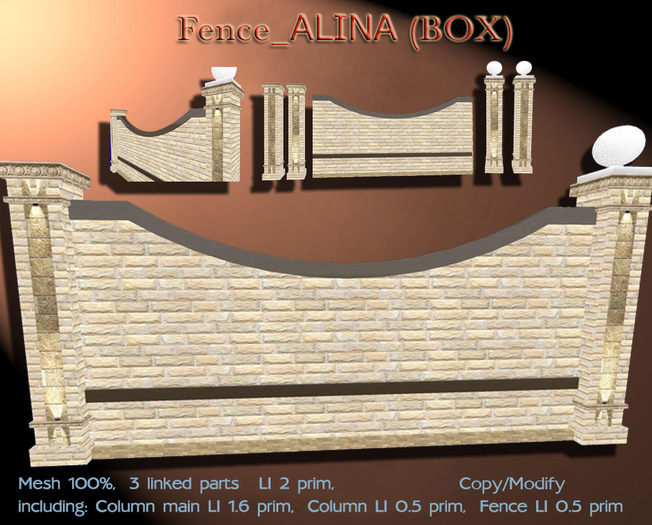 Alina Box Set Second Life Marketplace - Fence_Alina - (BOX)