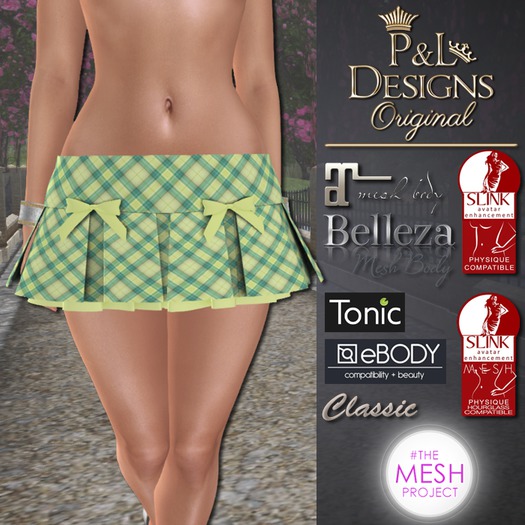 [P&L] - Pleated Skirt Yellow Teal Large Diamond Plaid